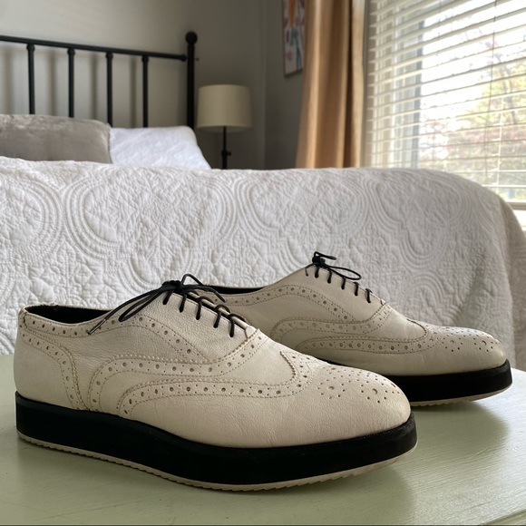 Rag & Bone Meli Brogues Slip On White Derby Leather Wingtip Oxford 9 - Picture 2 of 8